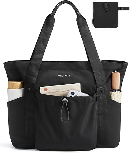 BAGSMART Foldable Tote Bag with Drawstring Bag